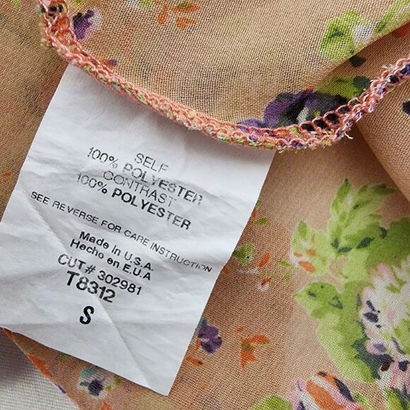 Lush Womens Tank Top Small Floral Swing Sheer High Low Keyhole Orange Purple - Picture 8 of 9